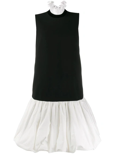 Givenchy Ruffled Plissé-satin, Cady And Taffeta Mini Dress In Black White