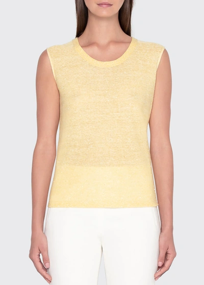 Akris Sequin Linen-cotton Sweater In Yellow