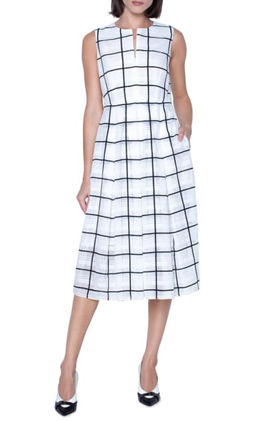 Akris Windowpane Print Midi Dress In Jasmine/ Black