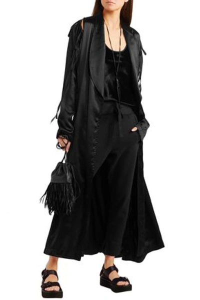 Ann Demeulemeester Convertible Belted Cotton-blend Satin Coat In Black