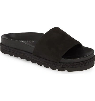 Jslides Espadrille Slide Sandal In Black Nubuck Leather