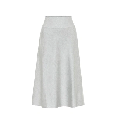 Agnona Silk-blend Midi Skirt In Grey