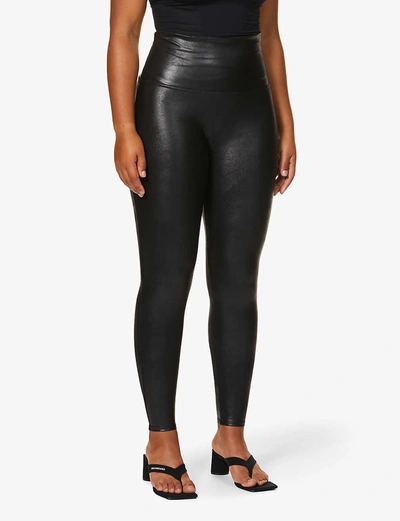 Spanx Womens Black High-rise Faux-leather Leggings