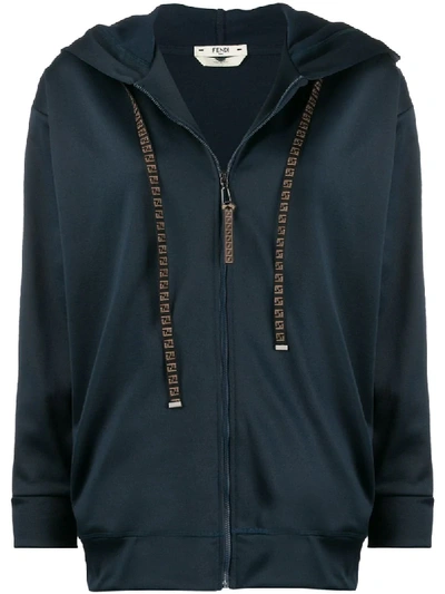 Fendi Monogram Detail Zip-up Jacket In Blue