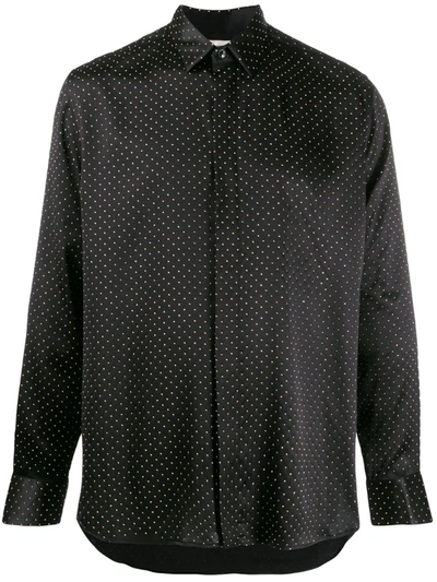 Saint Laurent Micro-studded Buttoned Shirt In Black