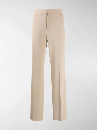 Balenciaga Pantaloni Sartoriali In Lana Con Logo In Neutrals
