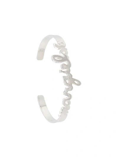 Mm6 Maison Margiela Lettering Logo Cuff Bracelet In Silver