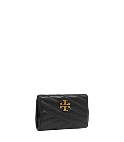 Tory Burch Kira Chevron Medium Slim Wallet In Black