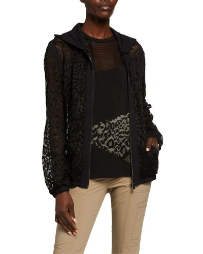 Anatomie Sierra Lace Detail Zip-front Hooded Jacket In Black