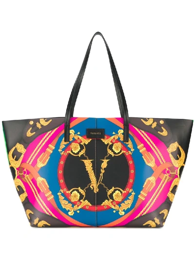 Versace The Rodeo Night Soft Tote Bag In Black