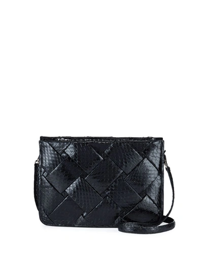 Nancy Gonzalez Small Woven Soft Snakeskin Crossbody Bag In Black