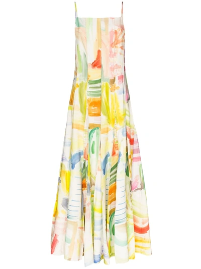 Rosie Assoulin Million Pleats Paneled Printed Cotton-blend Faille Maxi Dress In Multicoloured