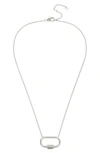 Allsaints Pave Carabiner Delicate Pendant Necklace, 18-20 In Rhodium