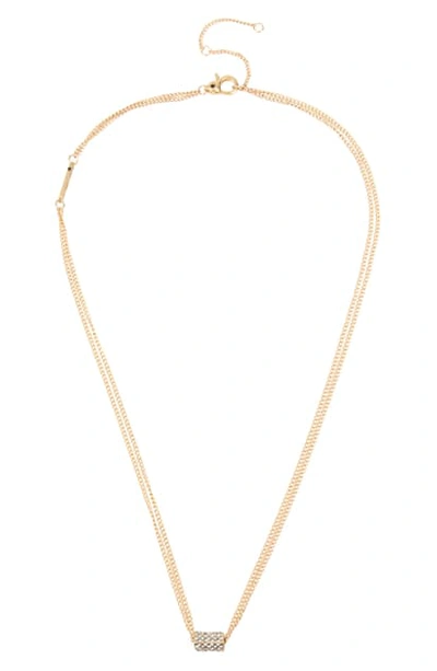 Allsaints Pave Geometric Delicate Pendant Necklace, 19-21 In Gold