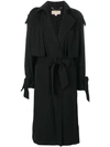 Michael Michael Kors Belted Tie Detail Trench Coat In Black