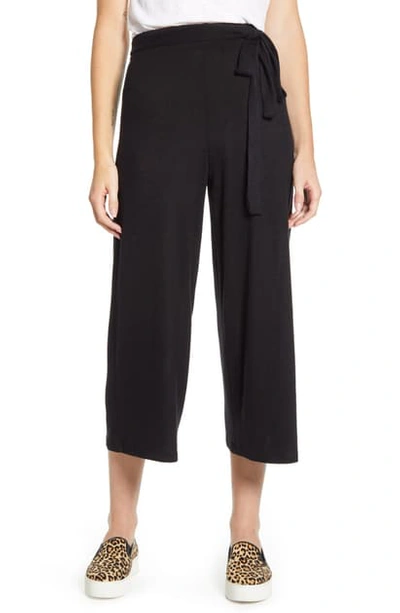 B Collection By Bobeau Ribbed Knit Ankle Pants In Black