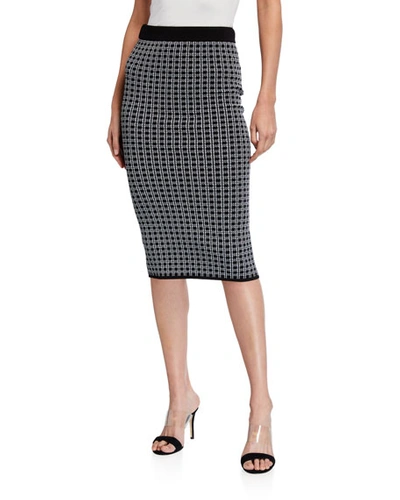 Michael Michael Kors Check Print Pencil Skirt In Black/white