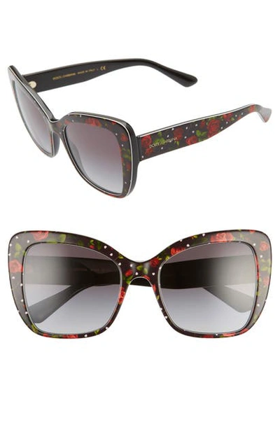 Dolce & Gabbana 54mm Gradient Butterfly Sunglasses In Rose Print