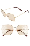 Dolce & Gabbana 57mm Gradient Square Sunglasses In Gold/ Light Brown Tampo Solid