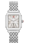 Michele Deco Mid Diamond Dial Bracelet Watch, 29mm In Silver/ White
