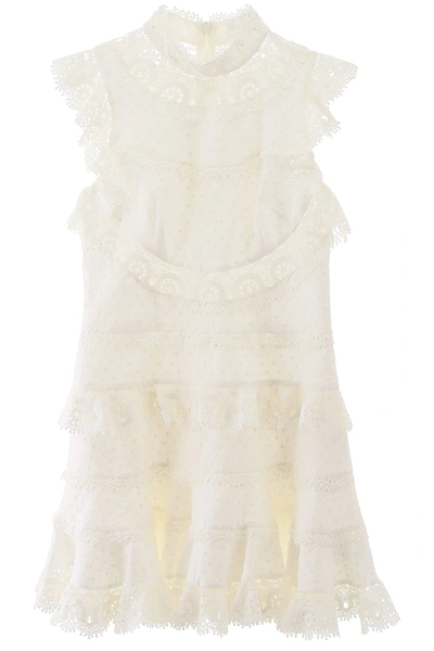 Zimmermann Peggy Lace Mini Dress In White
