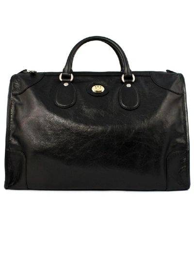 Gucci Black Soft Leather Duffle In Nero