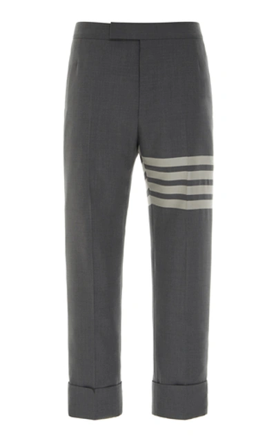 Thom Browne Striped Wool Slim-leg Pants In Grey