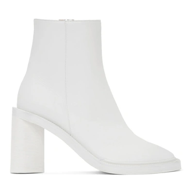 Acne Studios Heeled Leather Ankle Boots In White