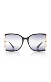 Gucci Gradient Square-frame Metal Sunglasses In Ivory