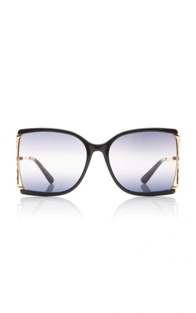 Gucci Gradient Square-frame Metal Sunglasses In Ivory