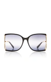 Gucci Gradient Square-frame Metal Sunglasses In Black