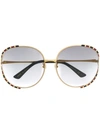 Gucci Fork Round-frame Sunglasses In Gold