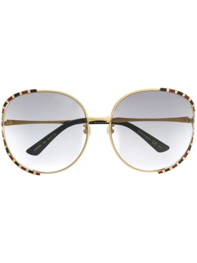 Gucci Fork Round-frame Sunglasses In Gold