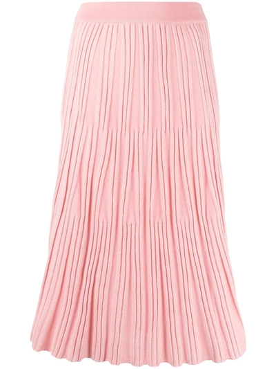 Kenzo Lurex Ribbed Knit Midi Skirt In Flamingo Pink