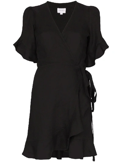 Honorine Edie Wrapped Front Mini Dress In Black