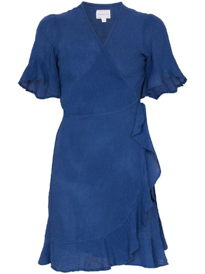 Honorine Edie Wrapped Front Mini Dress In Blue