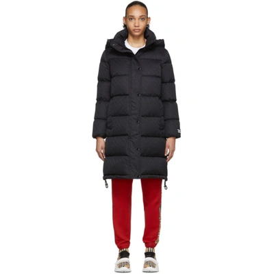 Burberry Detachable Hood Monogram Puffer Coat In Black Ip Pa