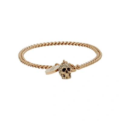 Alexander Mcqueen Pavè Skull Bracelet In Gold