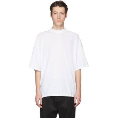 Jil Sander Mock Neck Cotton T-shirt In White