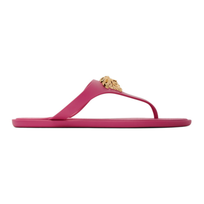 Versace Women's Palazzo Medusa Flip Flops In Fuxia | ModeSens