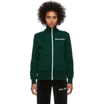 Palm Angels Green Classic Track Jacket In Dk Green/wh
