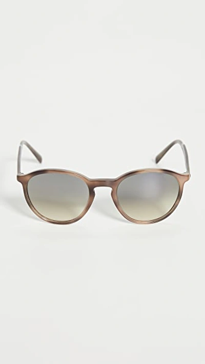 Prada Round Sunglasses In Striped Green/clear Grad Grey