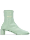 Acne Studios Branded Leather Boots Pastel Green
