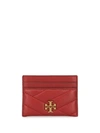 Tory Burch Kira Chevron Leather Card Case In Red