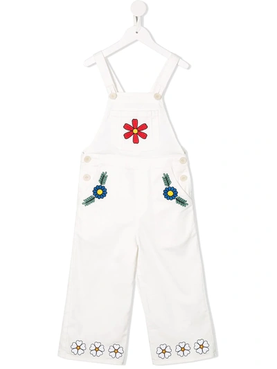 Stella Mccartney Teen Floral Embroidered Dungarees In White