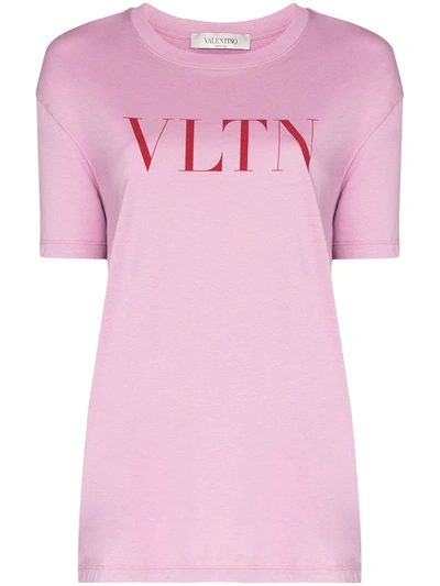 Valentino Vltn Print Cotton Jersey T-shirt In Pink