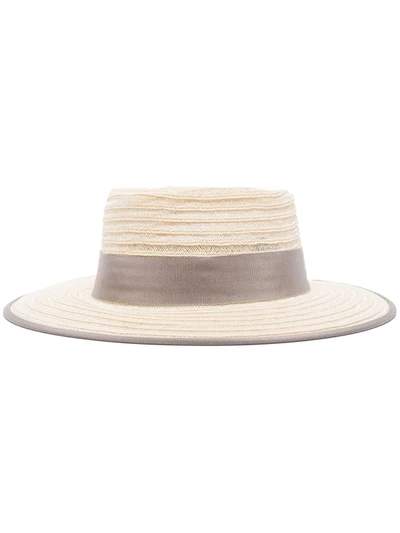 D'estree Gerhard Grosgrain-trimmed Straw Hat In Brown