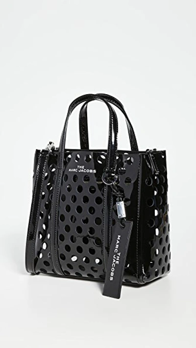 The Marc Jacobs The Tag 21 Perforated Leather Tote In Black