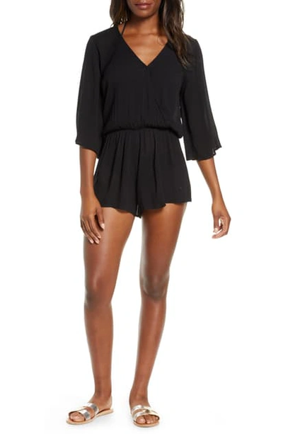 Elan Stripe Cover-up Romper In Black