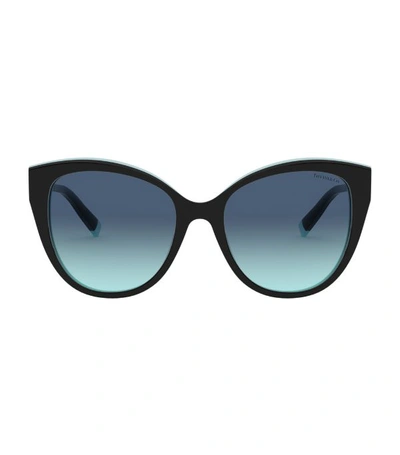 Tiffany & Co 54mm Round Polarized Sunglasses In Black/blue/azure Gradient Blue